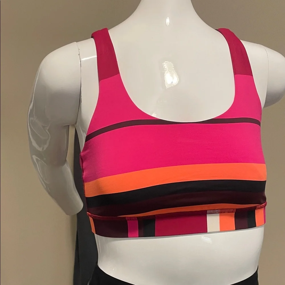 lululemon athletica Pink & Orange Striped Sports Bra